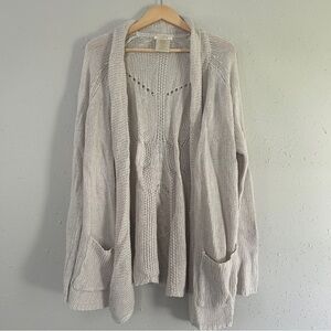 Matty M Cream Open-Front Cardigan Comfy Casual Neutral XXL